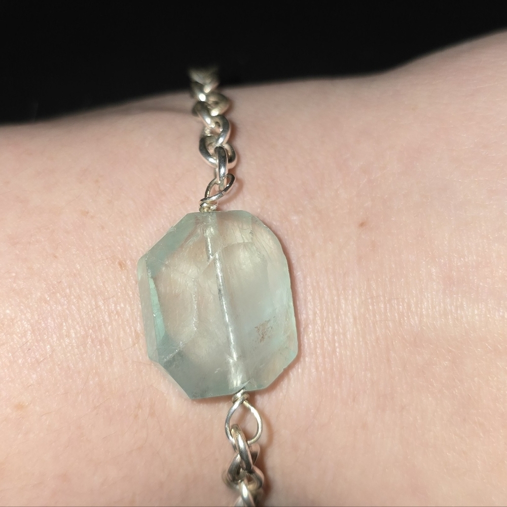 Sterling Silver Raw Stone Bracelet